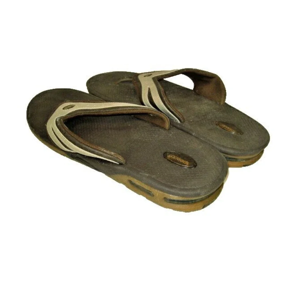 Mens Speedo Brown Slides Thongs  Beach Swim Sandals Shoes sz 12